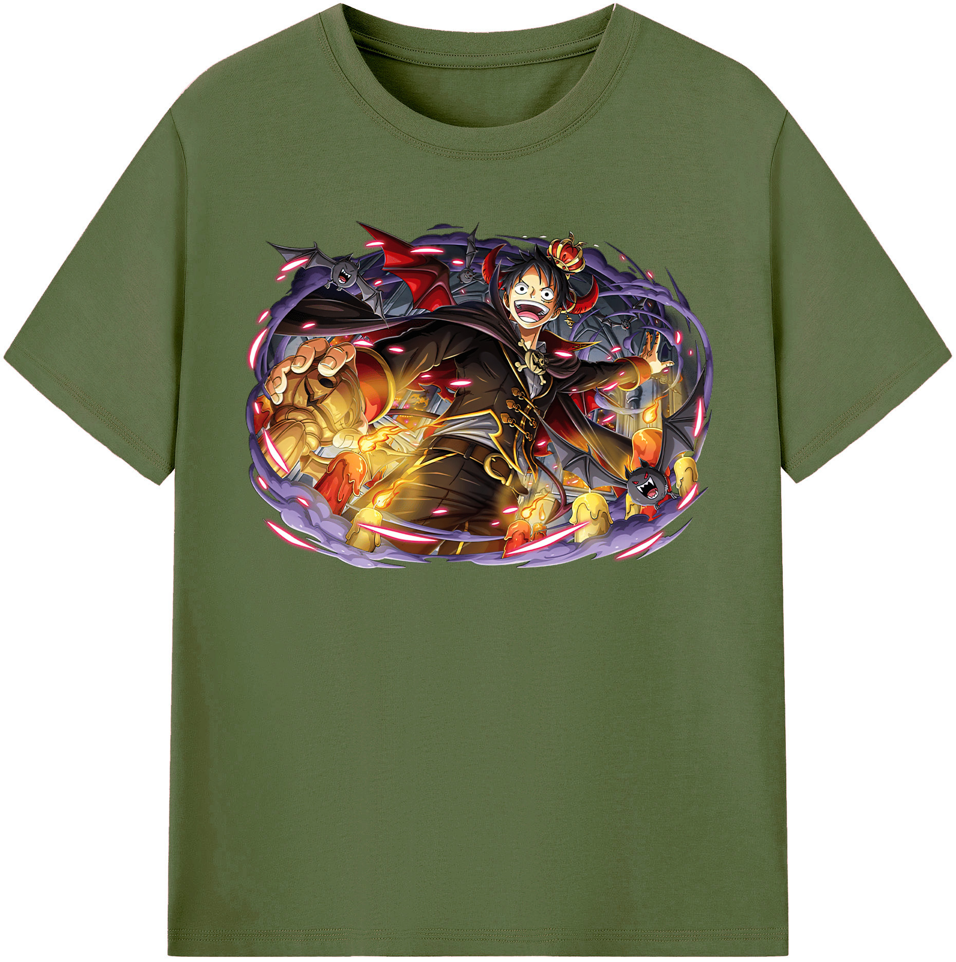 ワンピース モンキー・D・ルフィ ONE PIECE Monkey D. Luffy 綿100％半袖Tシャツ（フロントプリント）